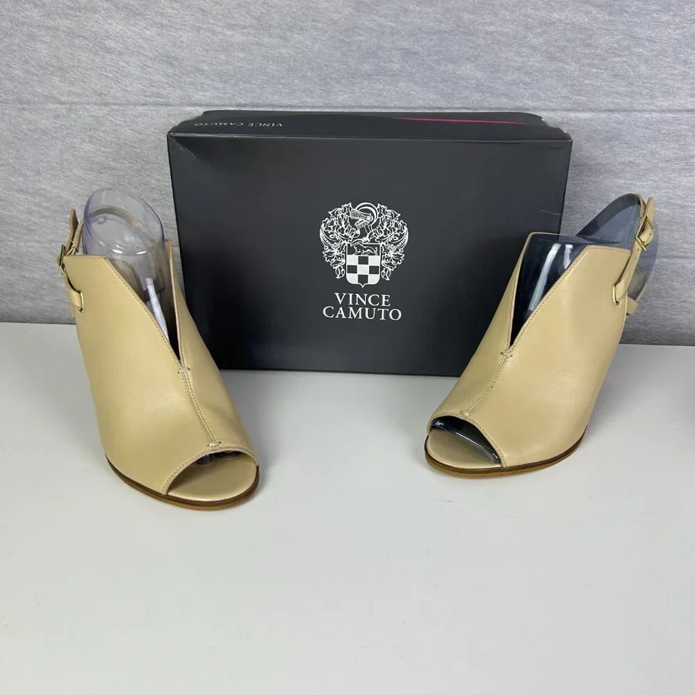 Vince Camuto Womens 9M Leather Sandals Millwood Arno Peep Toe Slingback NWB